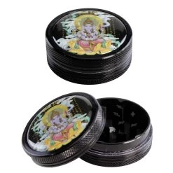 Black Leaf Ganesha Grinder 2-part Black