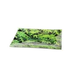 Black Leaf Leaves Glass Rolling Tray