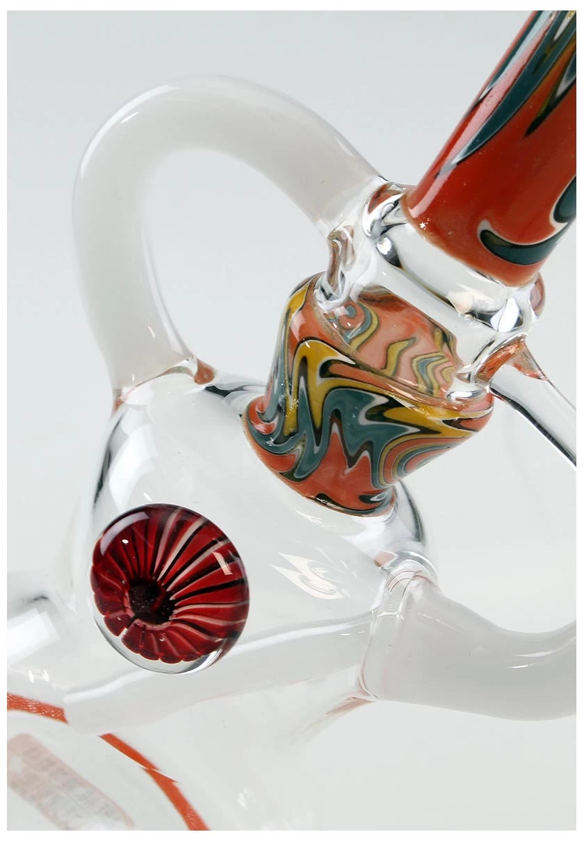 Recycler Glass Art Bong Orange 4 Recycler Glass Art Bong Orange - Image 2