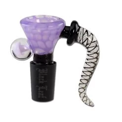 Black Leaf Glass Art Bowl Dots Purple