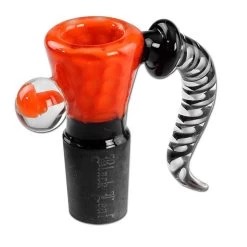 Black Leaf Glass Art Bowl Dots Orange