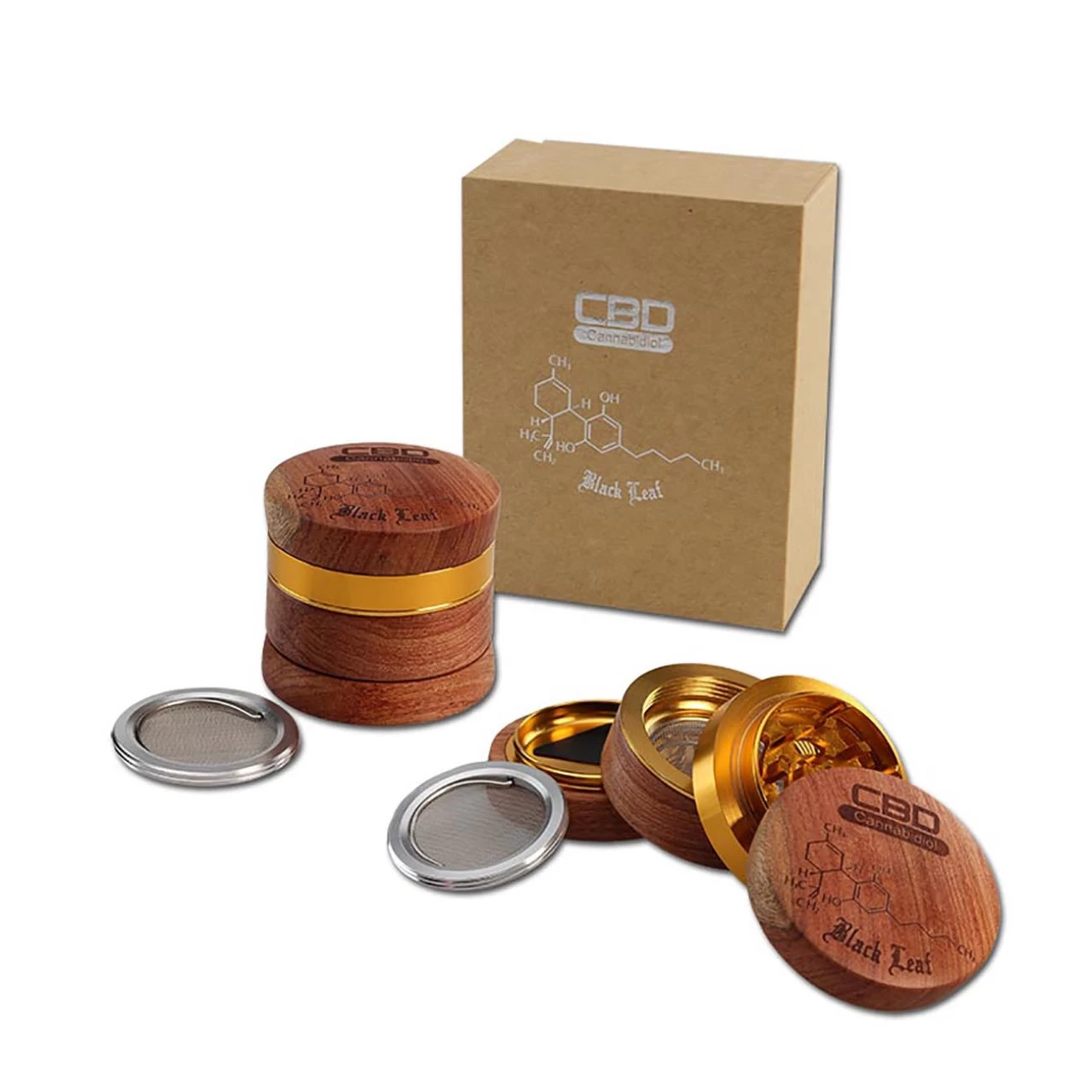 Black Leaf CBD Al. Wooden Grinder 4-part 3 Black Leaf CBD Al. Wooden Grinder 4-part