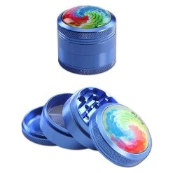 Black Leaf Mandala Al. Grinder 4-part L. Blue