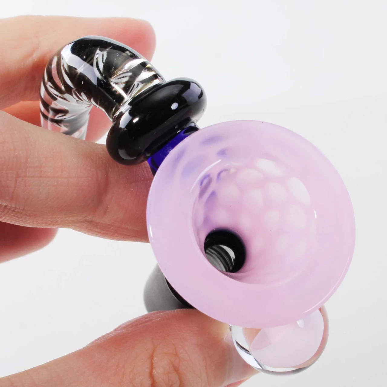 Black Leaf Glass Art Bowl Dots Pink 4 Black Leaf Glass Art Bowl Dots Pink - Image 2